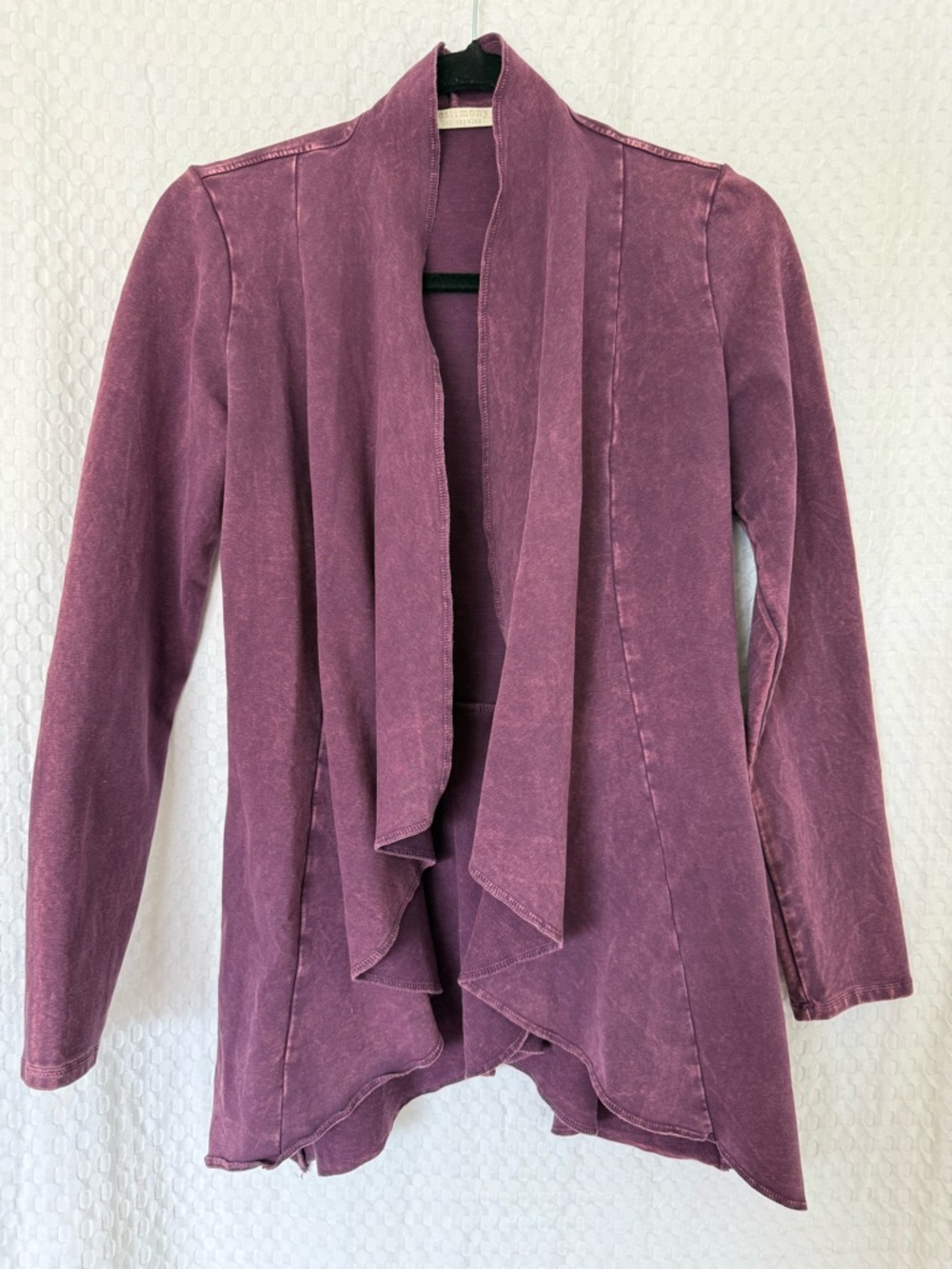 Testimony Los Angeles Waterfall Drape Cardigan Mineral Wash Purple Plum Small